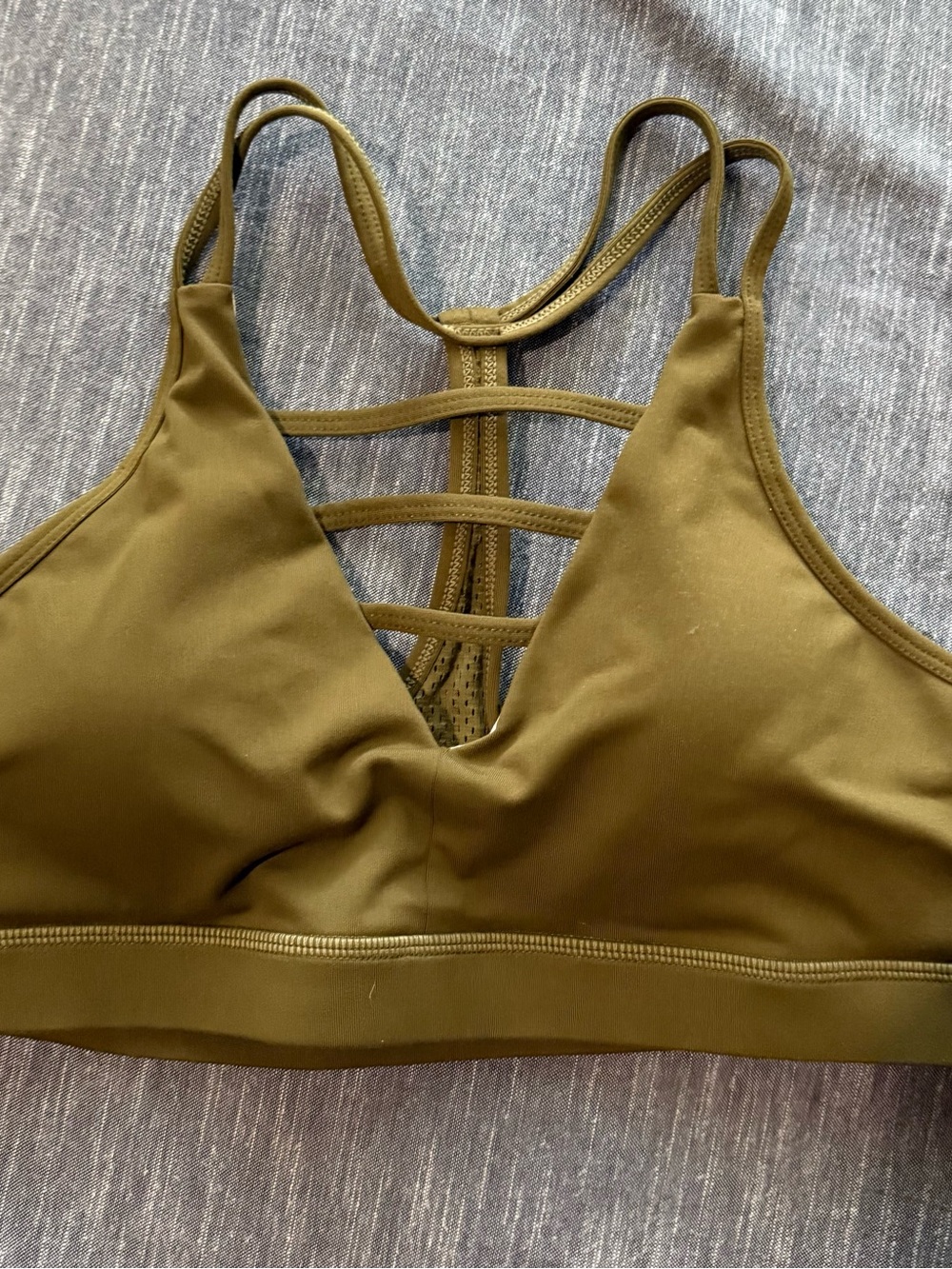 Olive Strappy Low-Impact Sports Bra